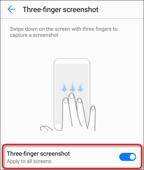 روش اسکرین شات گرفتن با سه انگشت